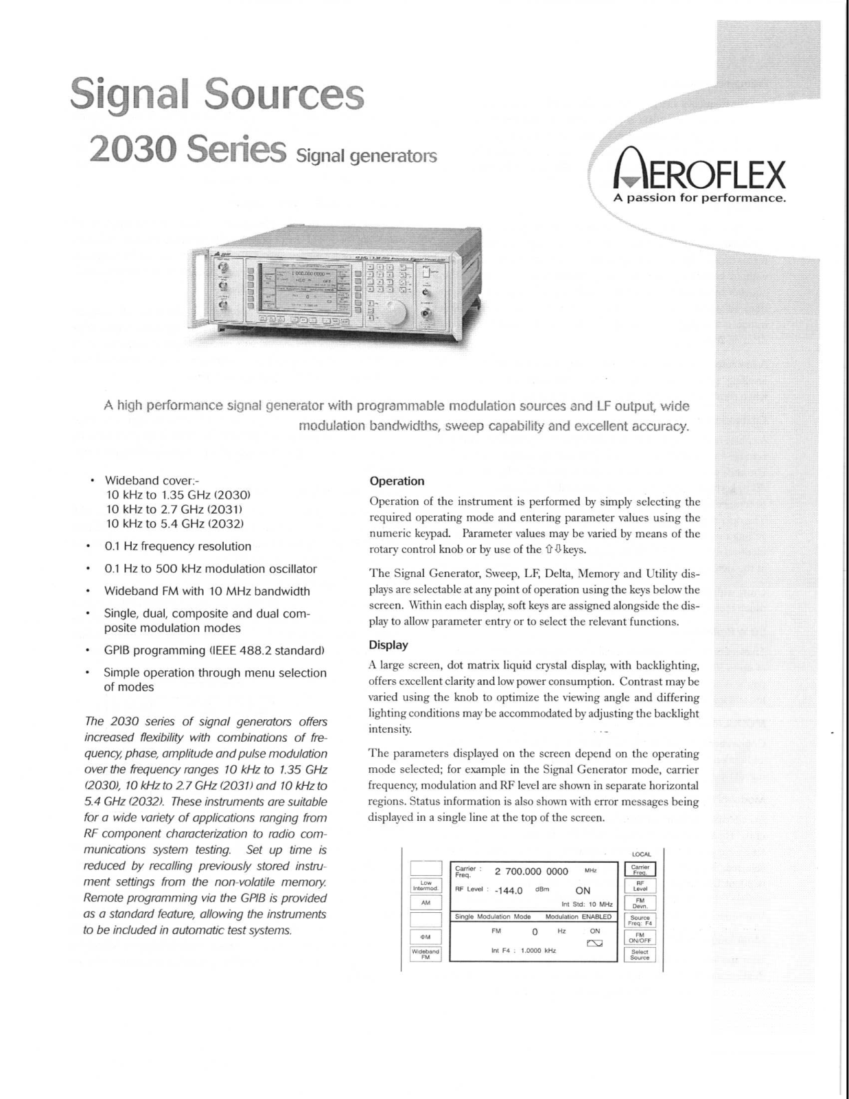 Aeroflex 2030 Data Sheet