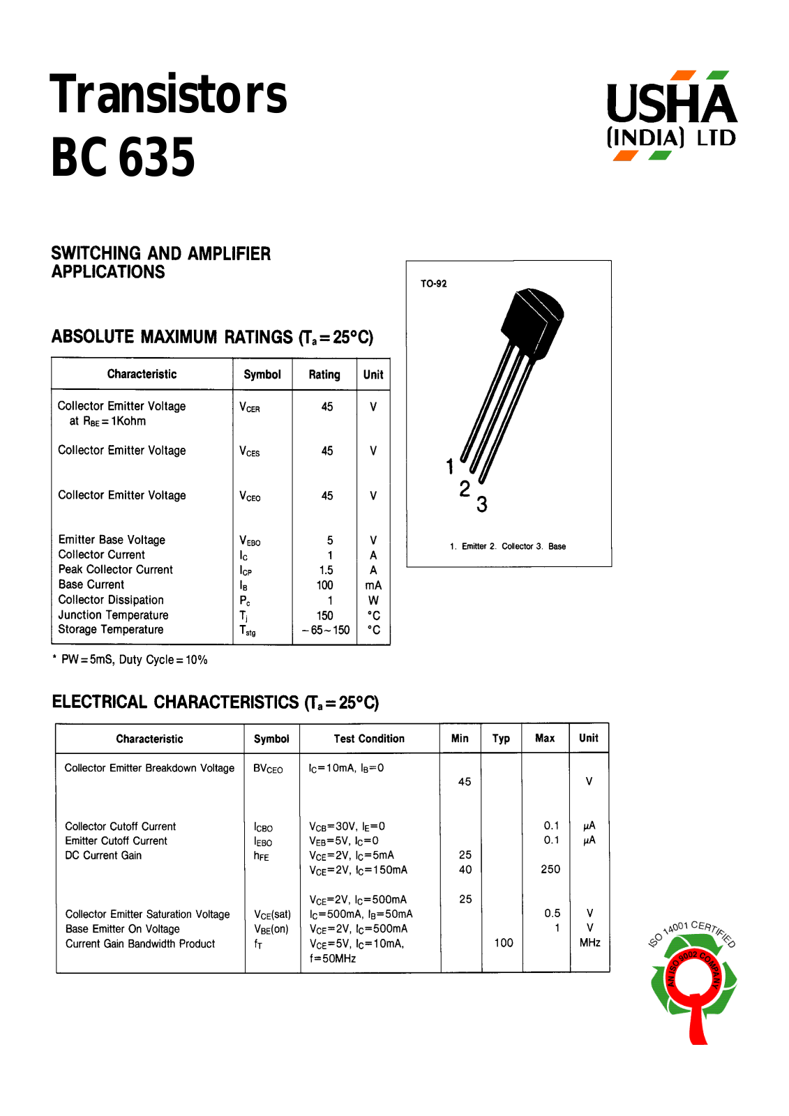 USHA BC635 Datasheet