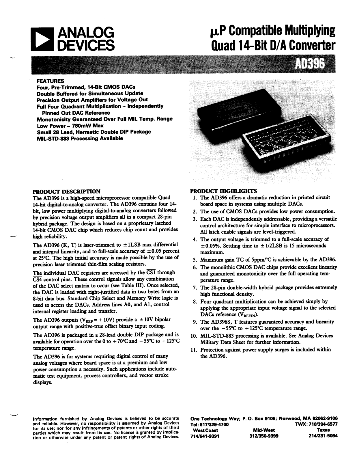 Analog Devices AD396 Datasheet