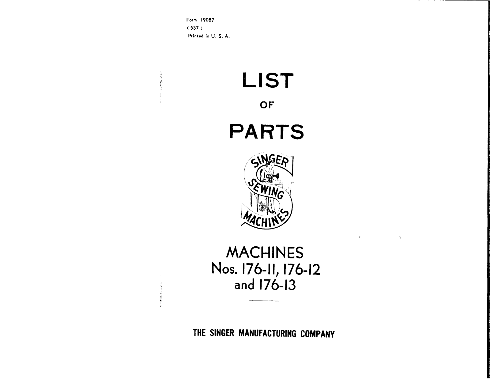 Singer 176-13, 176-11, 176-12 User Manual