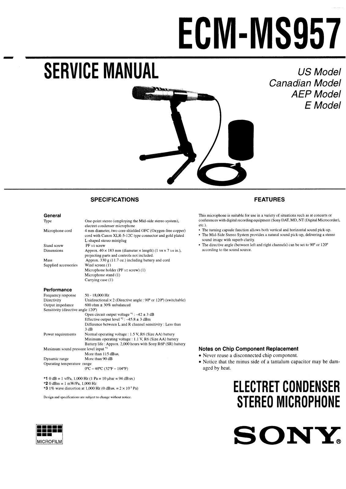 Sony ECMMS-957 Service manual