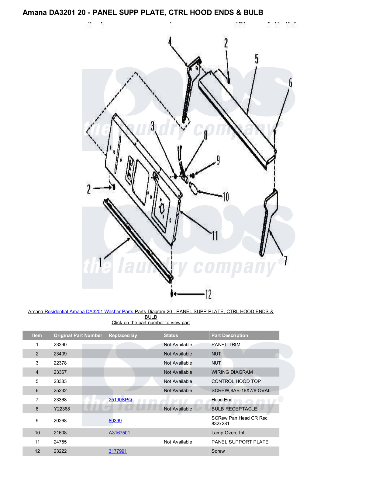 Amana DA3201 Parts Diagram