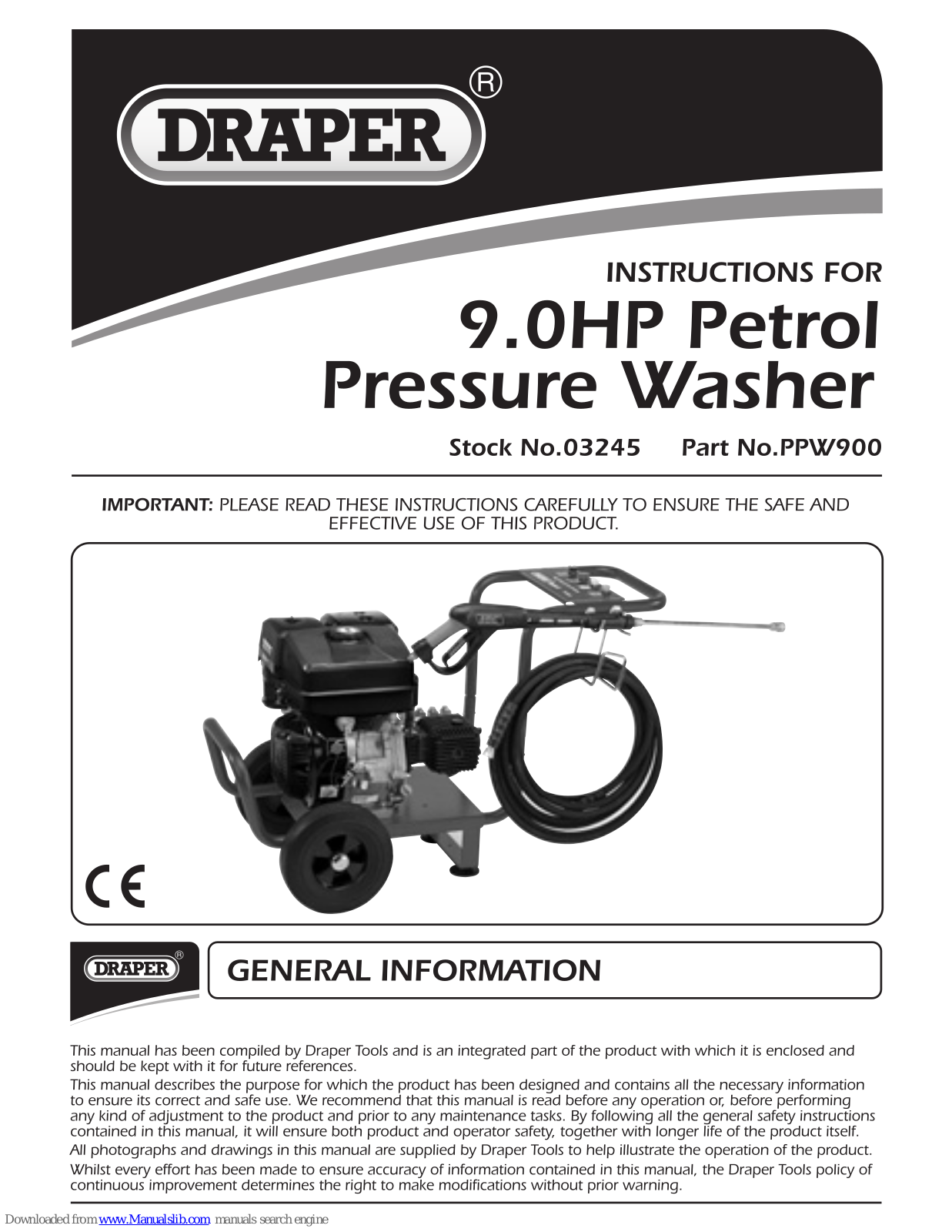 Draper PPW900 Instructions For - ManualMachine.com