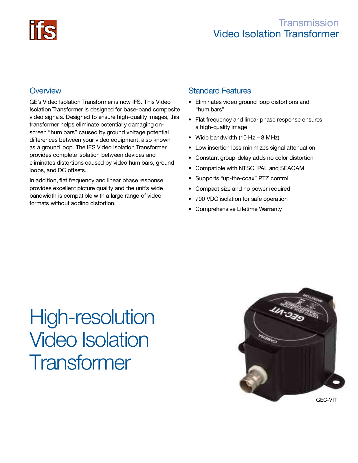 Interlogix GEC-VIT Specsheet