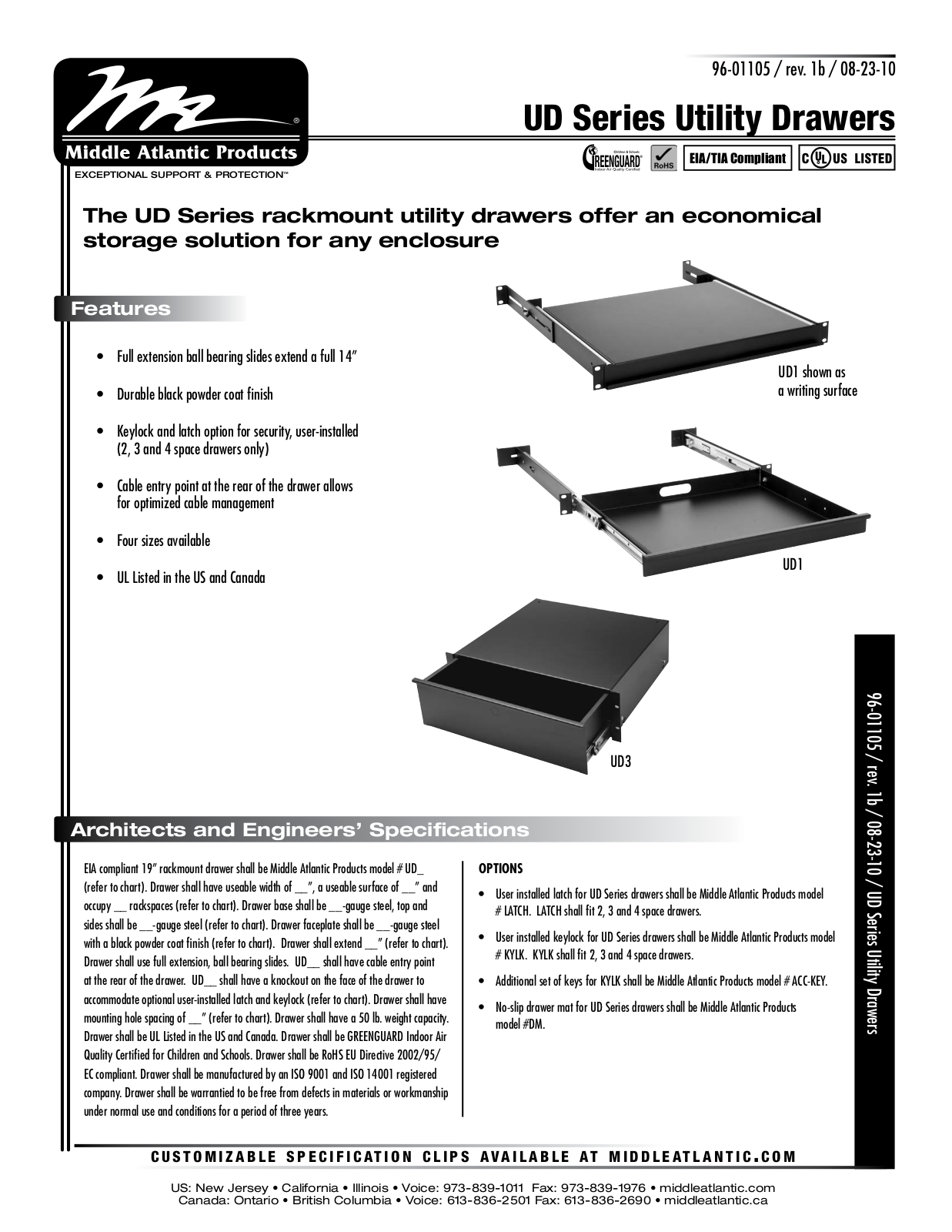 Middle Atlantic UD3 User Manual