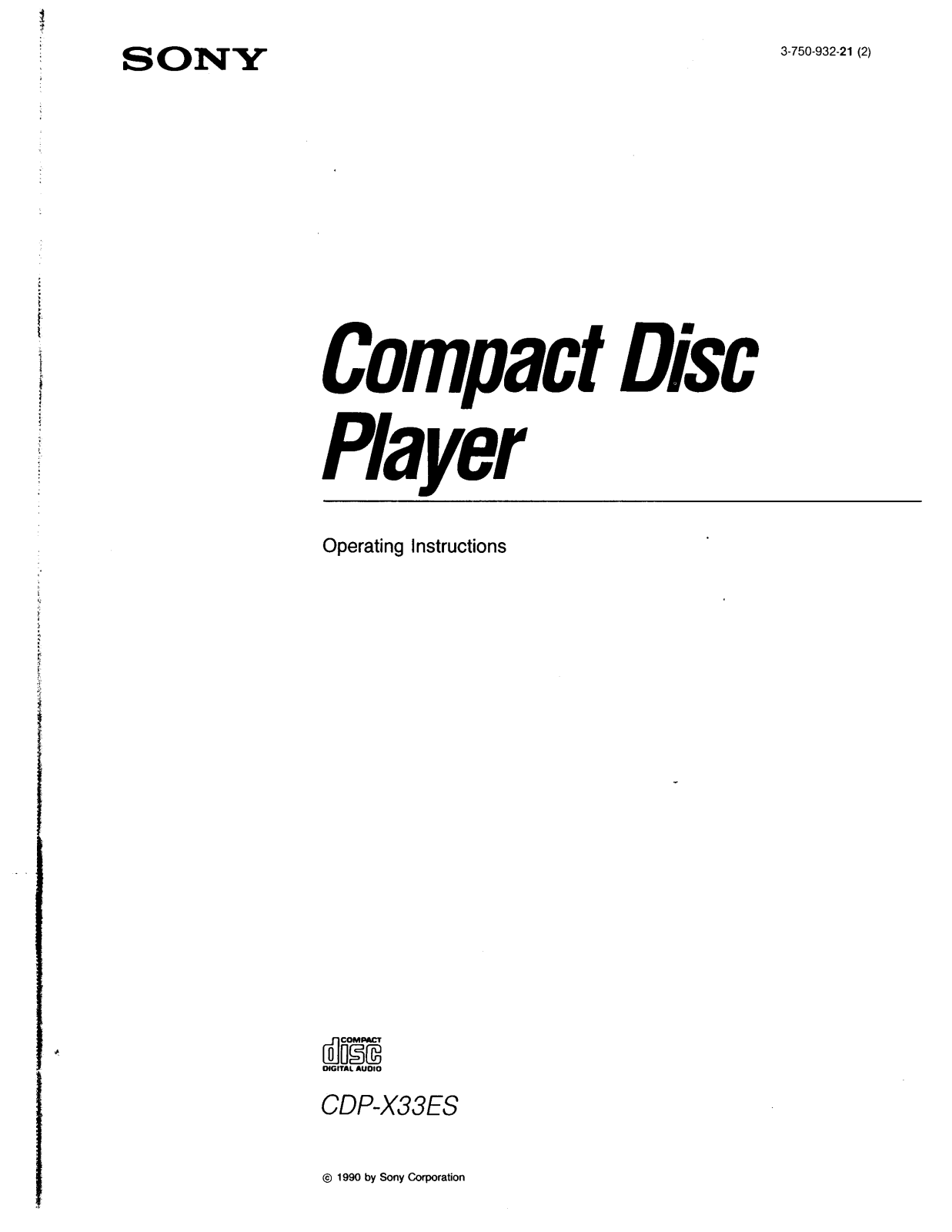 Sony CDP-X33ES User Manual