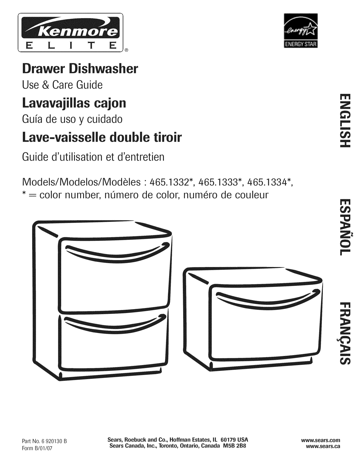 Kenmore Elite 46513322600, 46513323600, 46513329600, 46513333600, 46513339600 Owner’s Manual