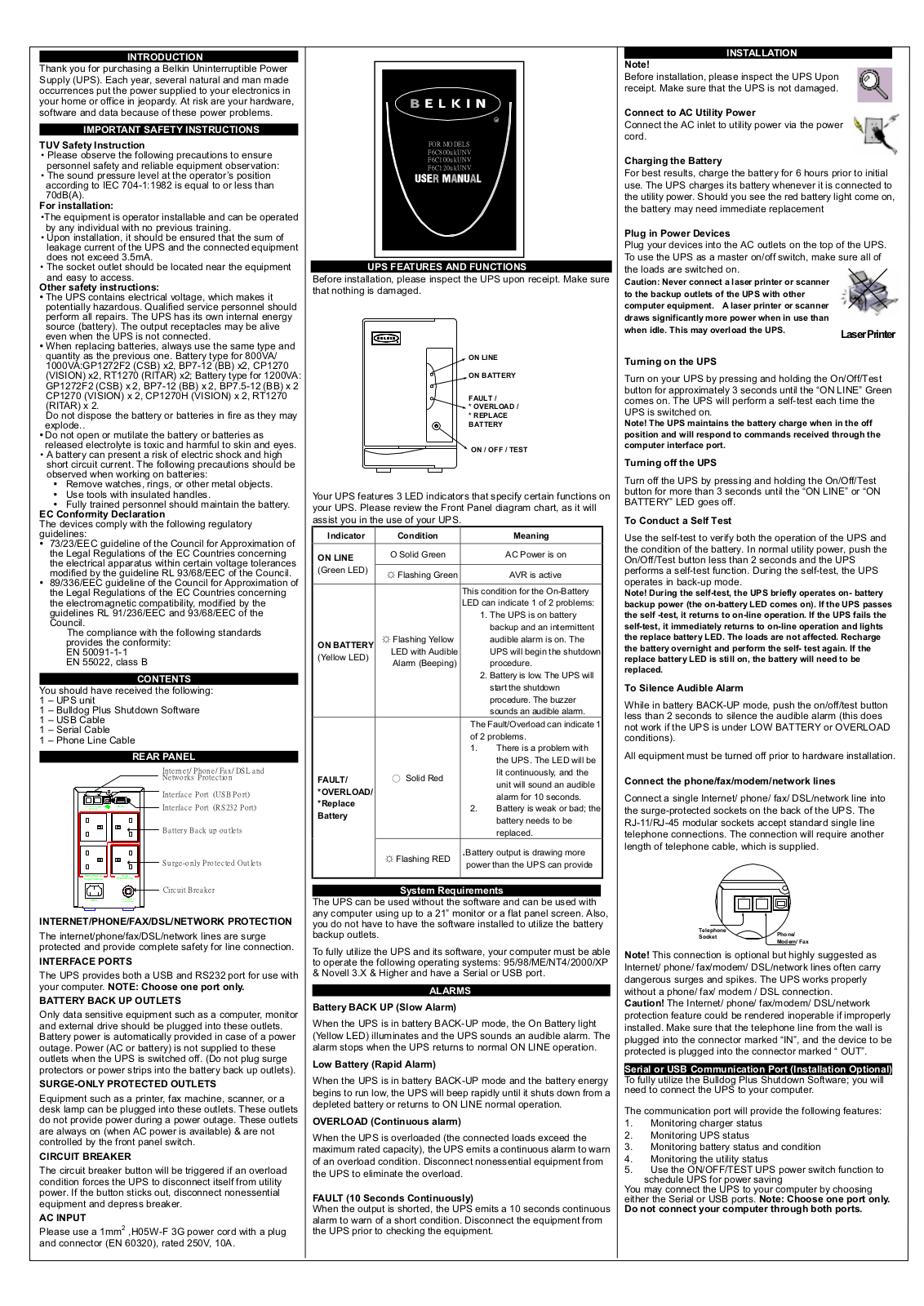 Belkin F6C800UKUNV, F6120UKUNV, F6C100UKUNV User Manual