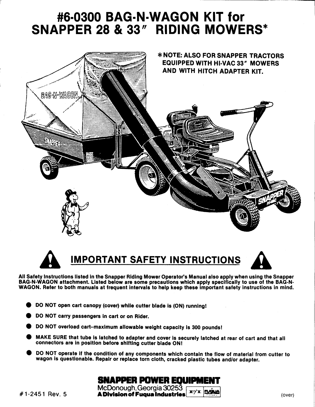 Snapper 6-0300 User Manual