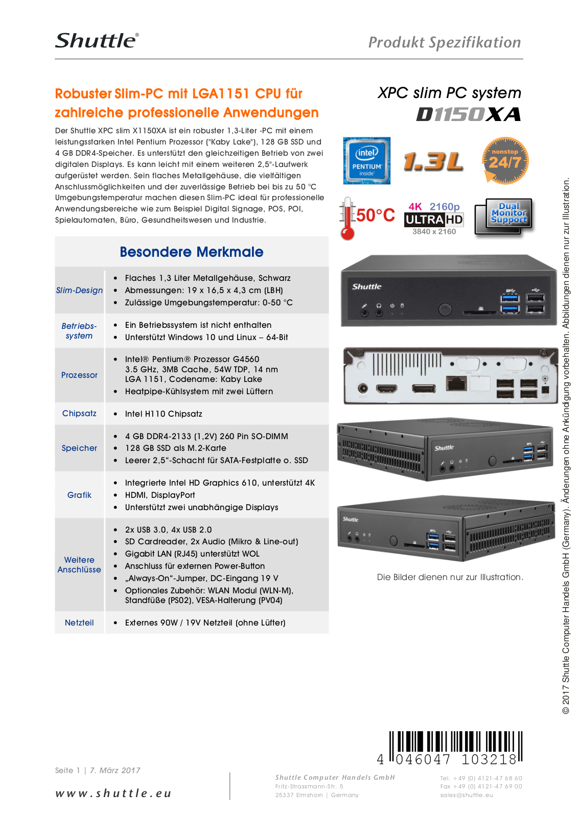 Shuttle D1150XA User Manual