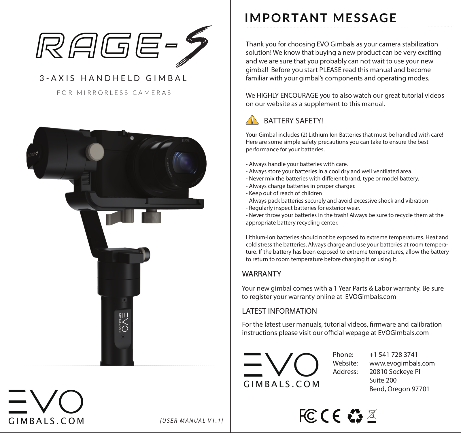 Evo gimbals Rage-s User Manual