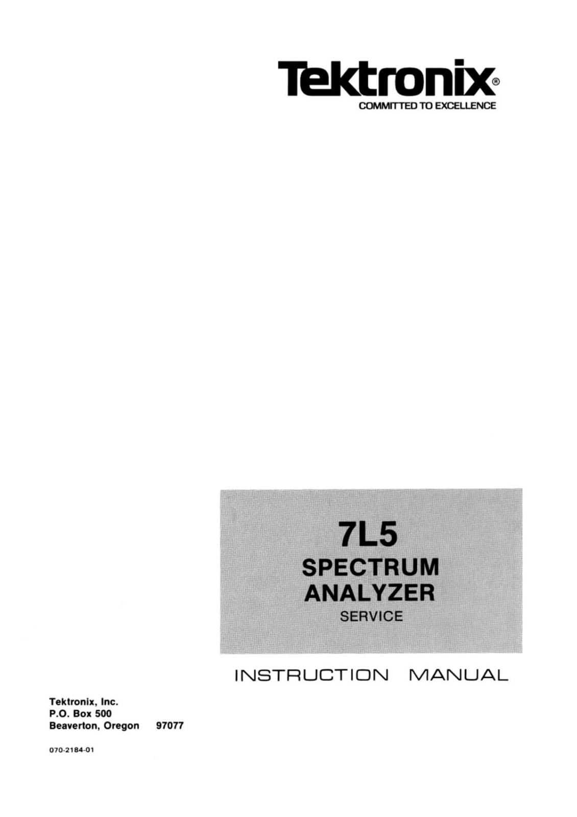 Tektronix 7L05 Service Manual