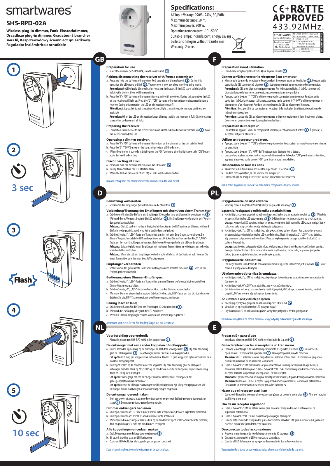 Smartwares SH5-RPD-02A User Manual