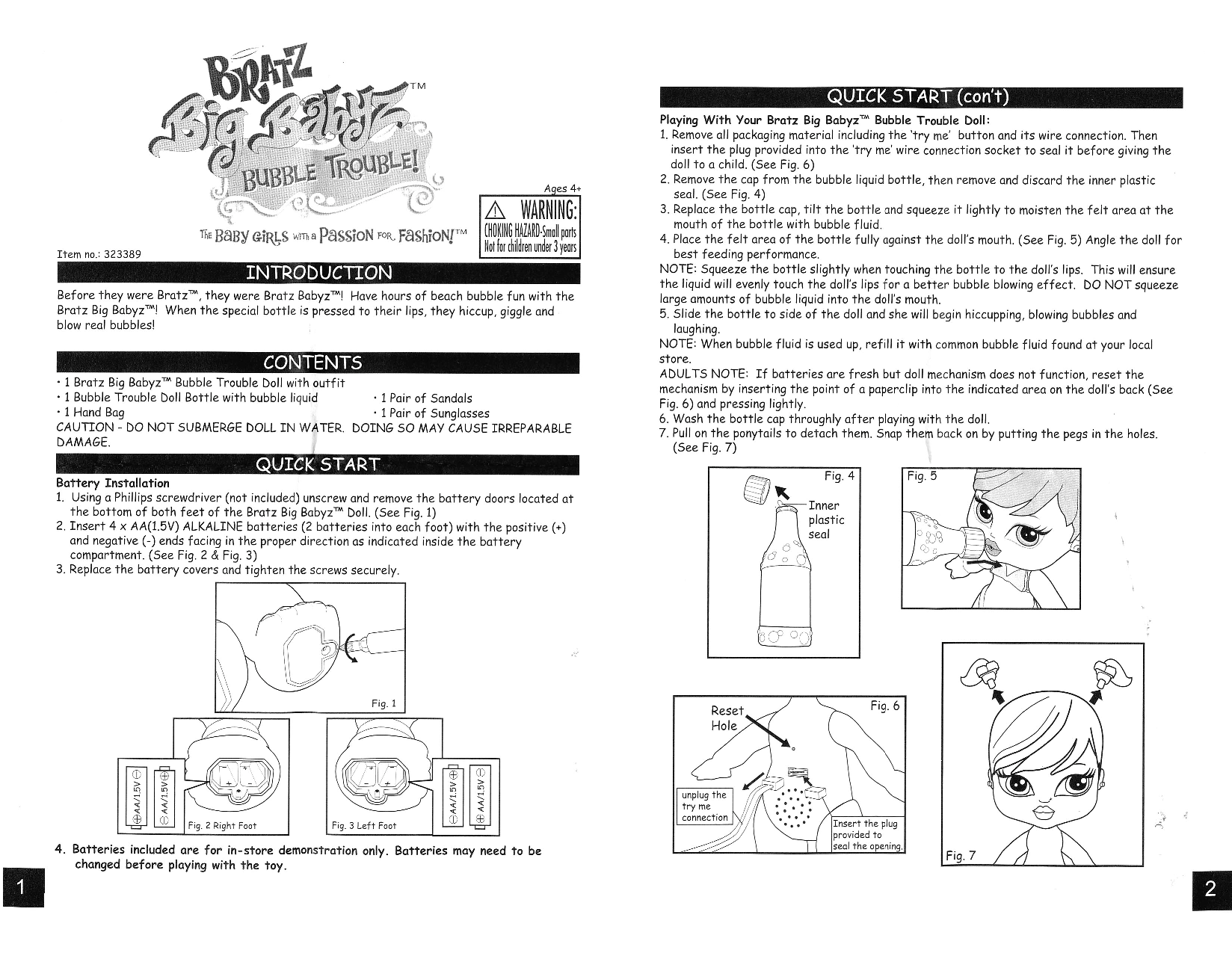 Mga Entertainment BRATZ BIG BABYZ BUBBLE TROUBLE 1 2 User Manual