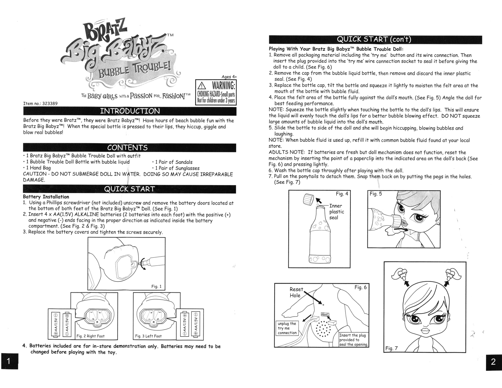 Mga Entertainment BRATZ BIG BABYZ BUBBLE TROUBLE 1 2 User Manual