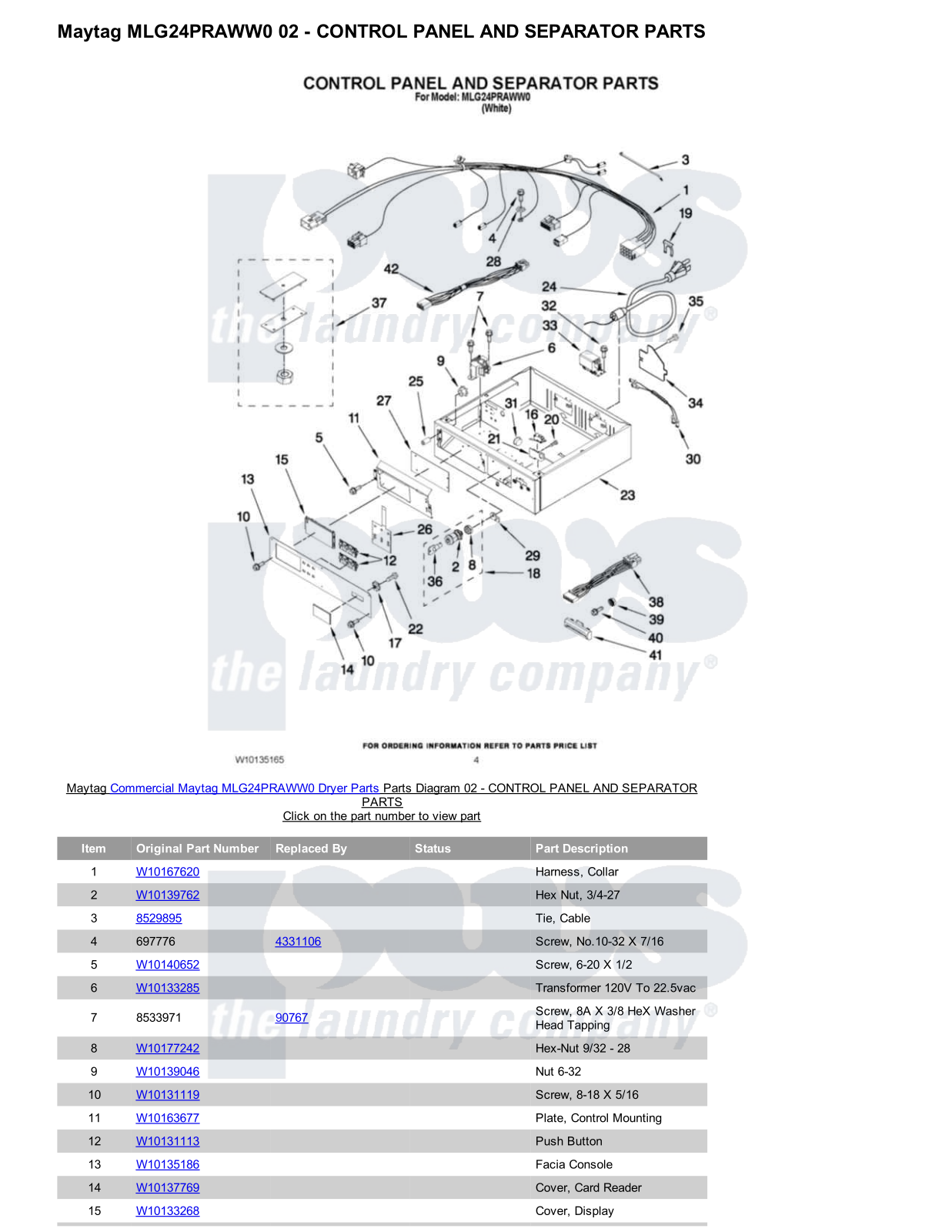 Maytag MLG24PRAWW0 Parts Diagram