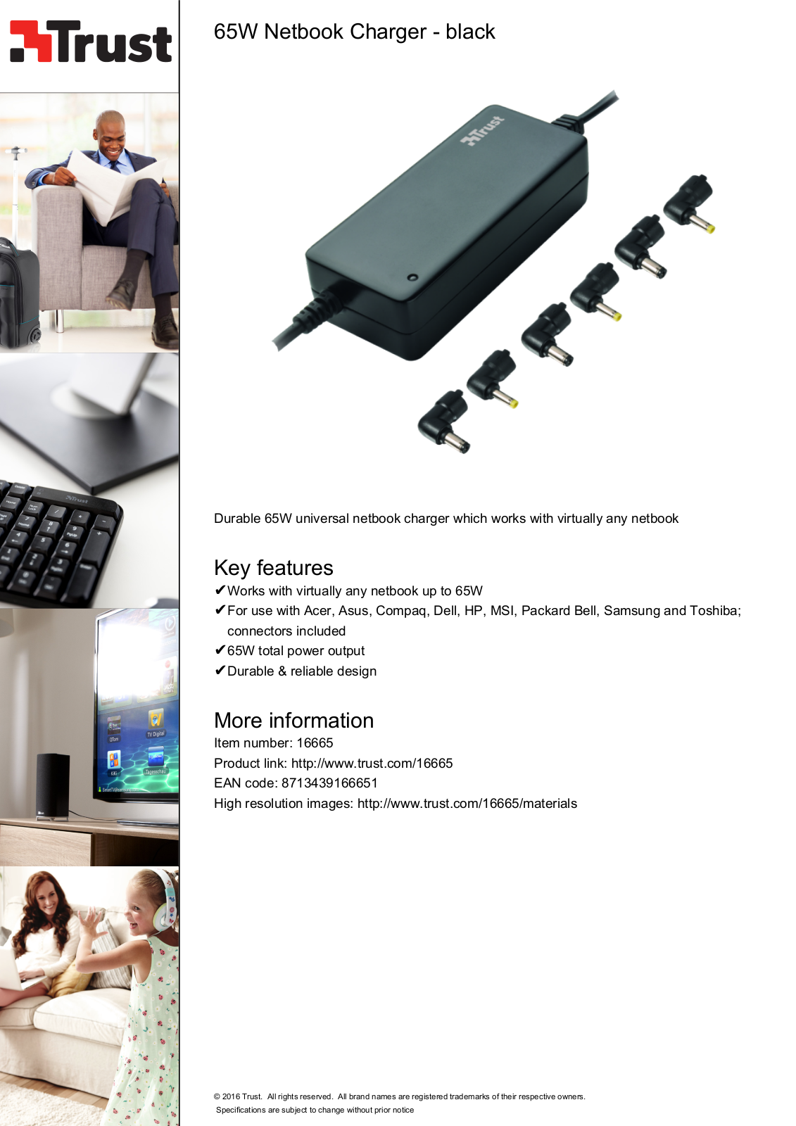 Trust 65W Netbook Charger User Manual