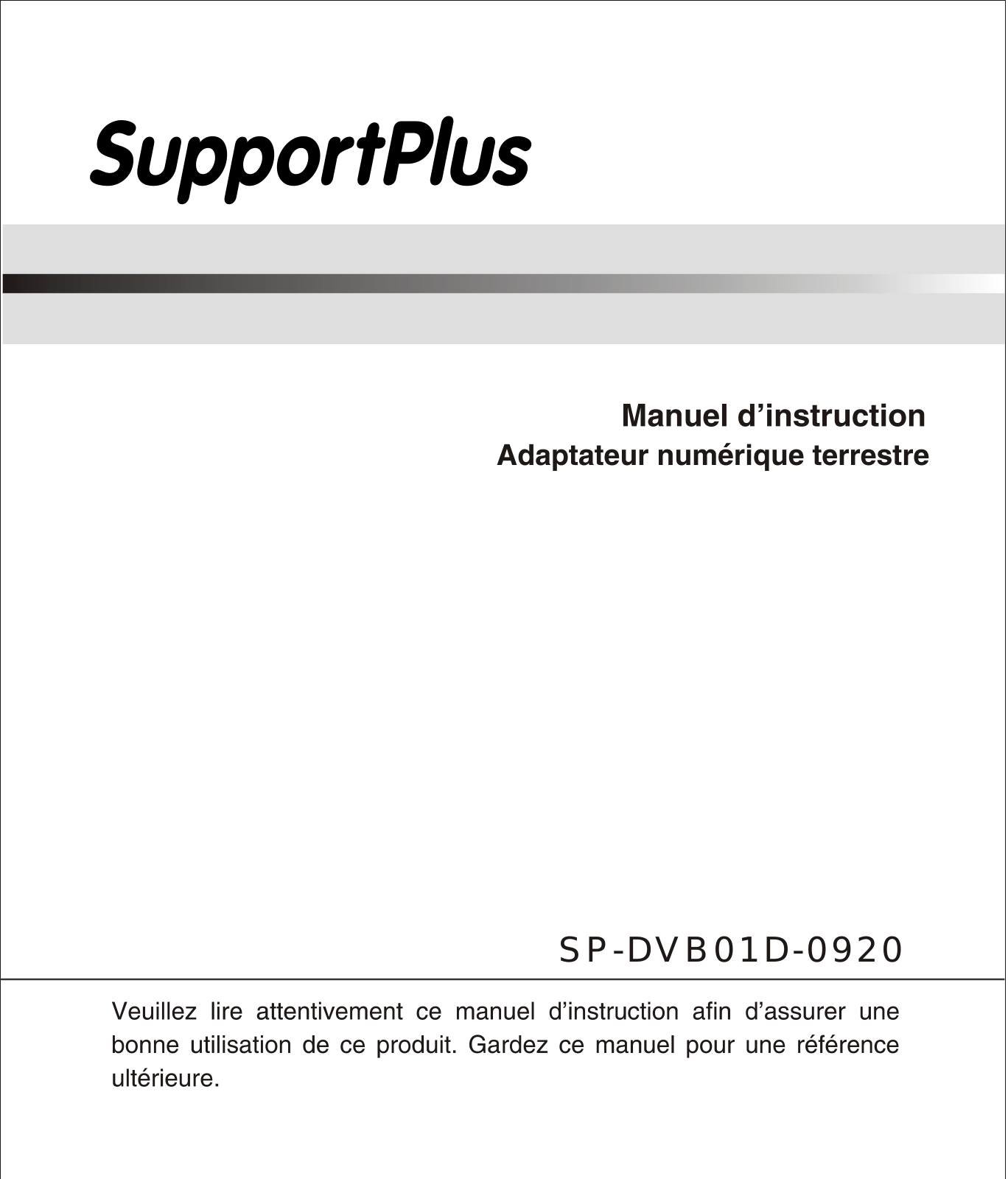 SUPPORTPLUS SP-DVB01D-0920 User Manual