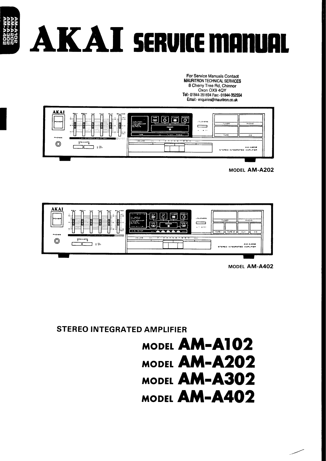 Akai AMA-102, AMA-202, AMA-302, AMA-402 Service manual