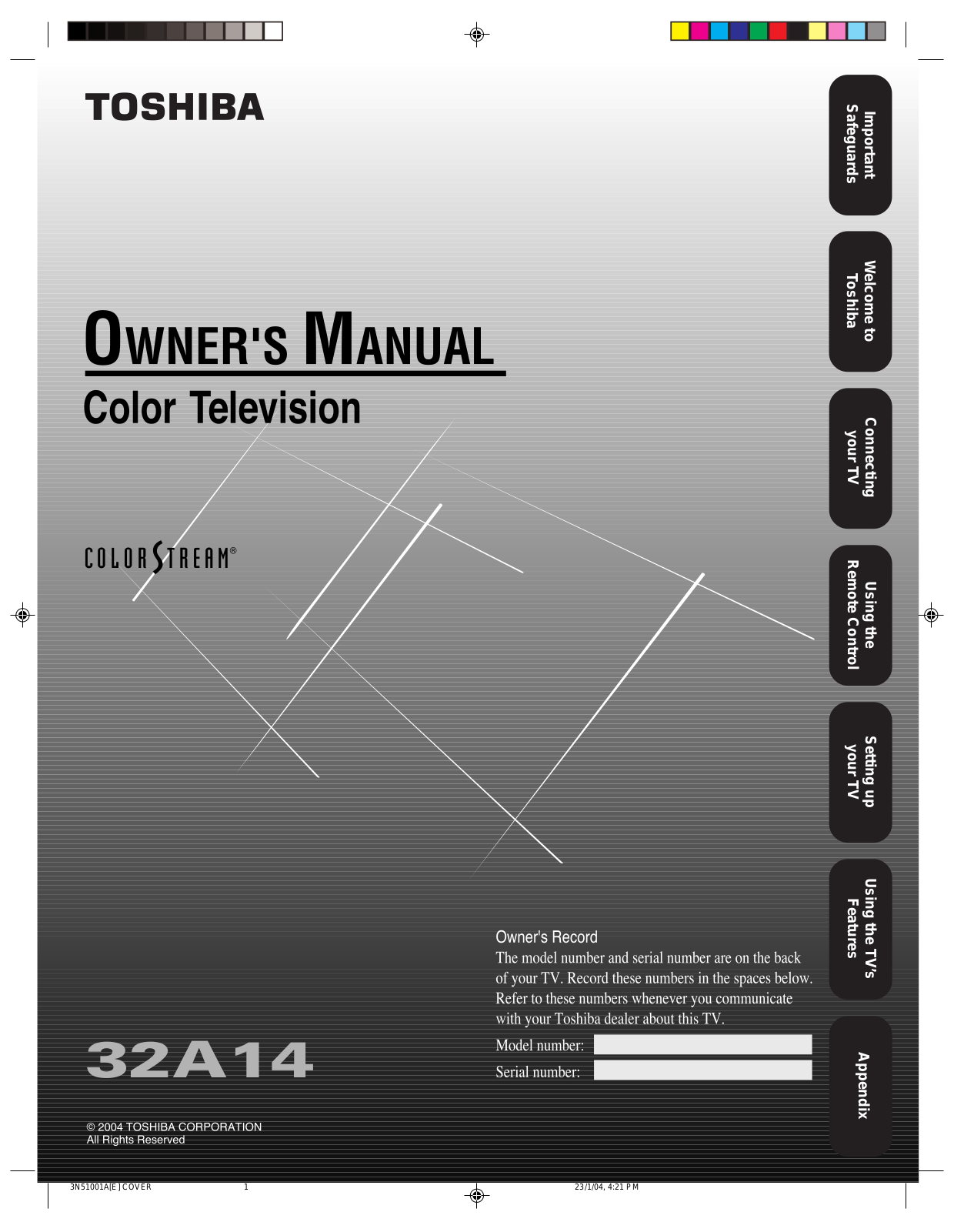 Toshiba 32A14 User Manual