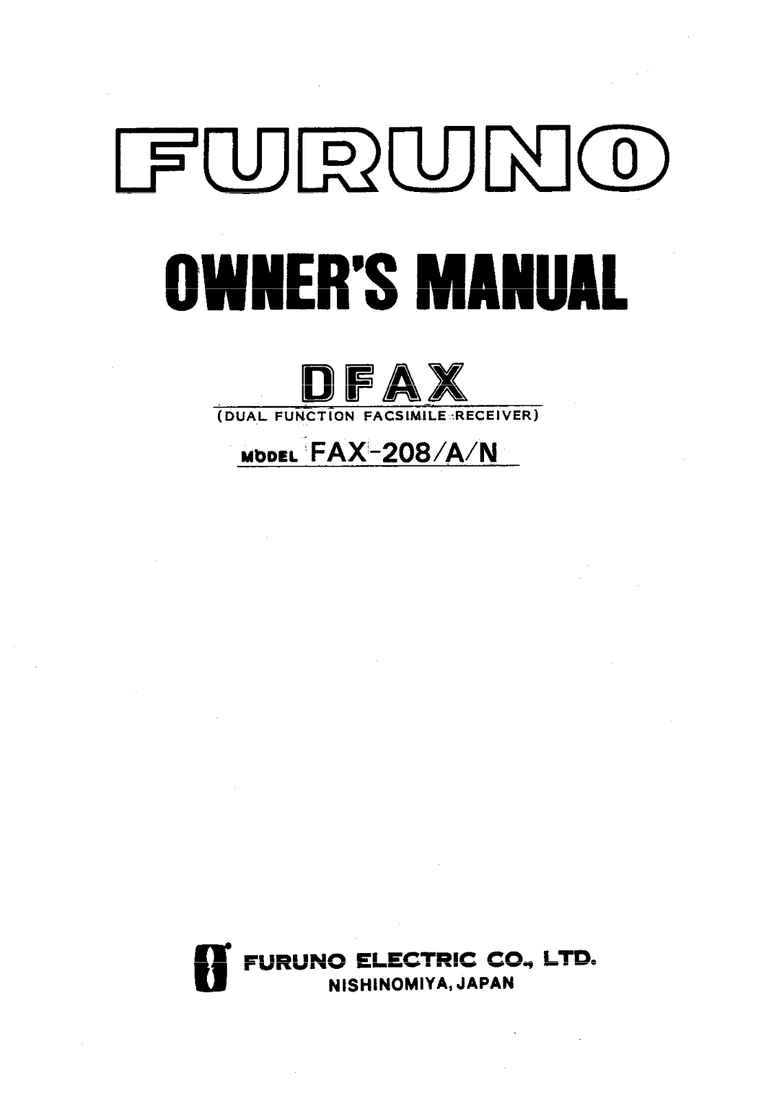 Furuno FAX-208-A-N User Manual