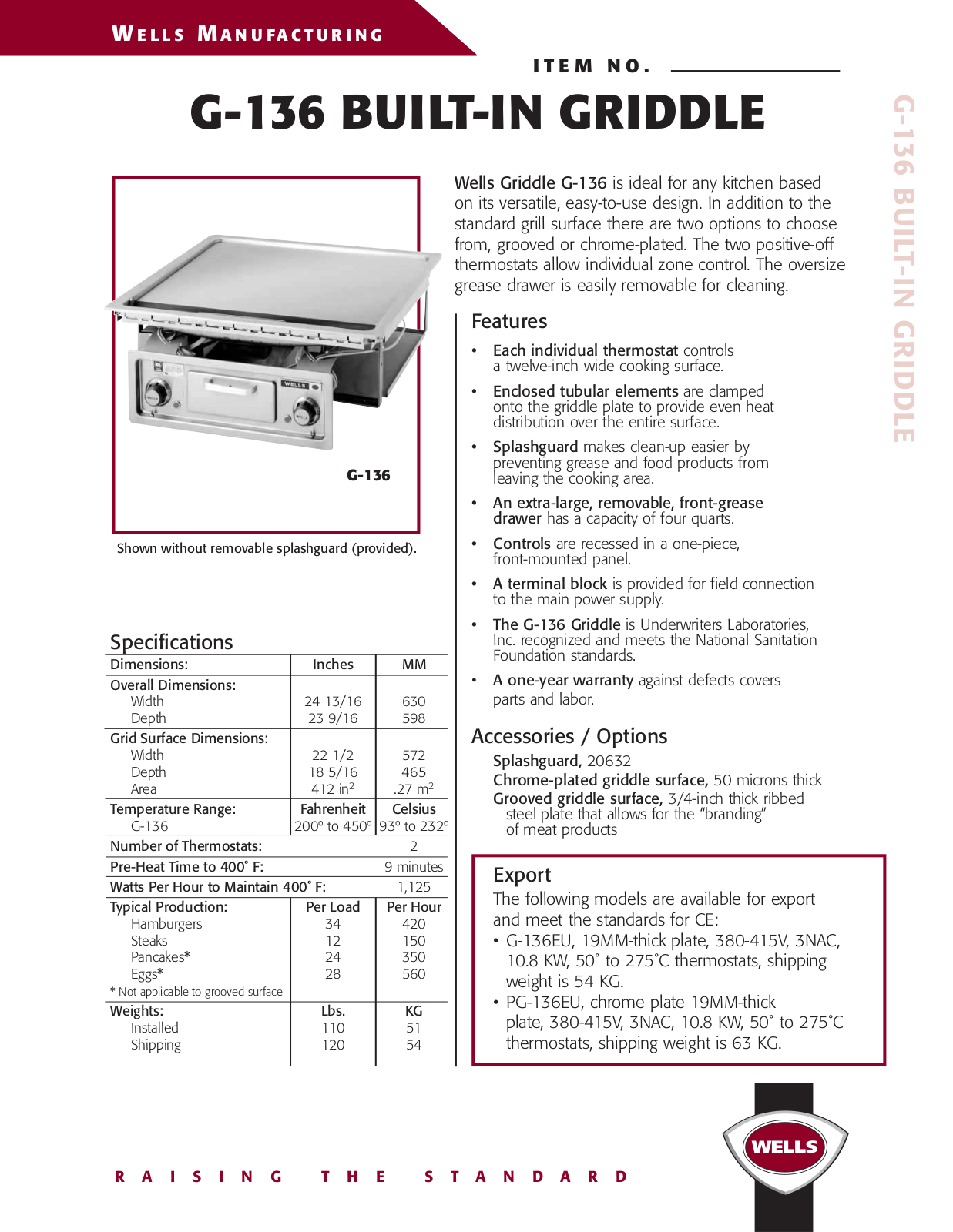 Wells G-136EU User Manual