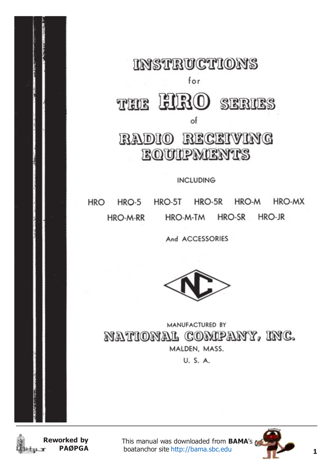 National Brand HRO-M-TM, HRO-M, HRO-5T, HRO-5, HRO-5R User Manual