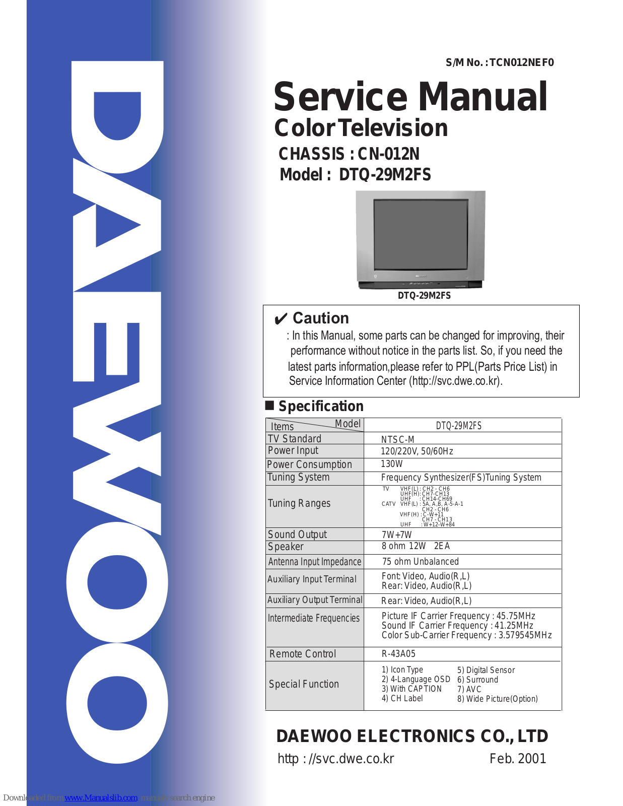 Daewoo DTH-29G1FSN Service Manual