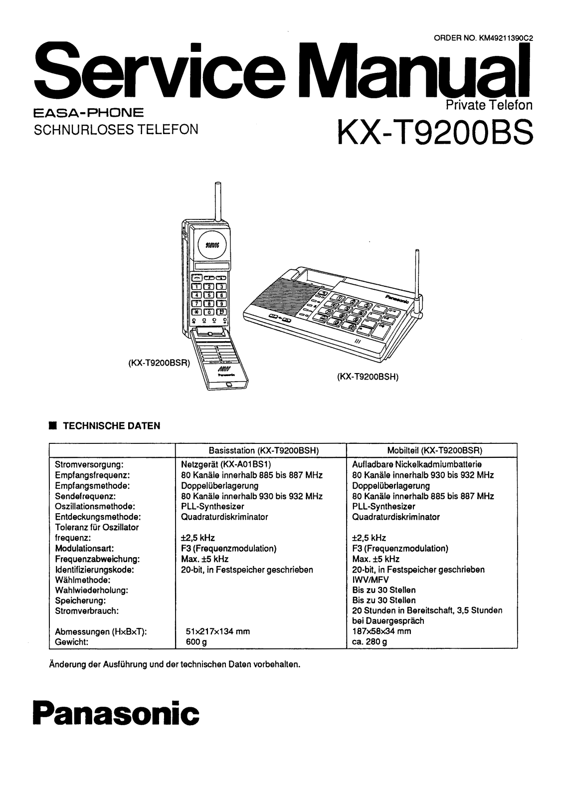 PANASONIC KX-t9200bs Service manual