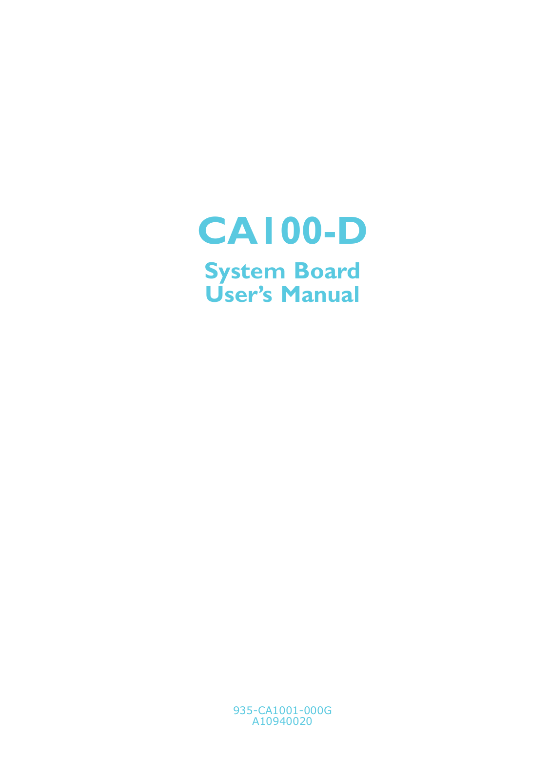 DFI ITOX CA100-D User Manual - ManualMachine.com