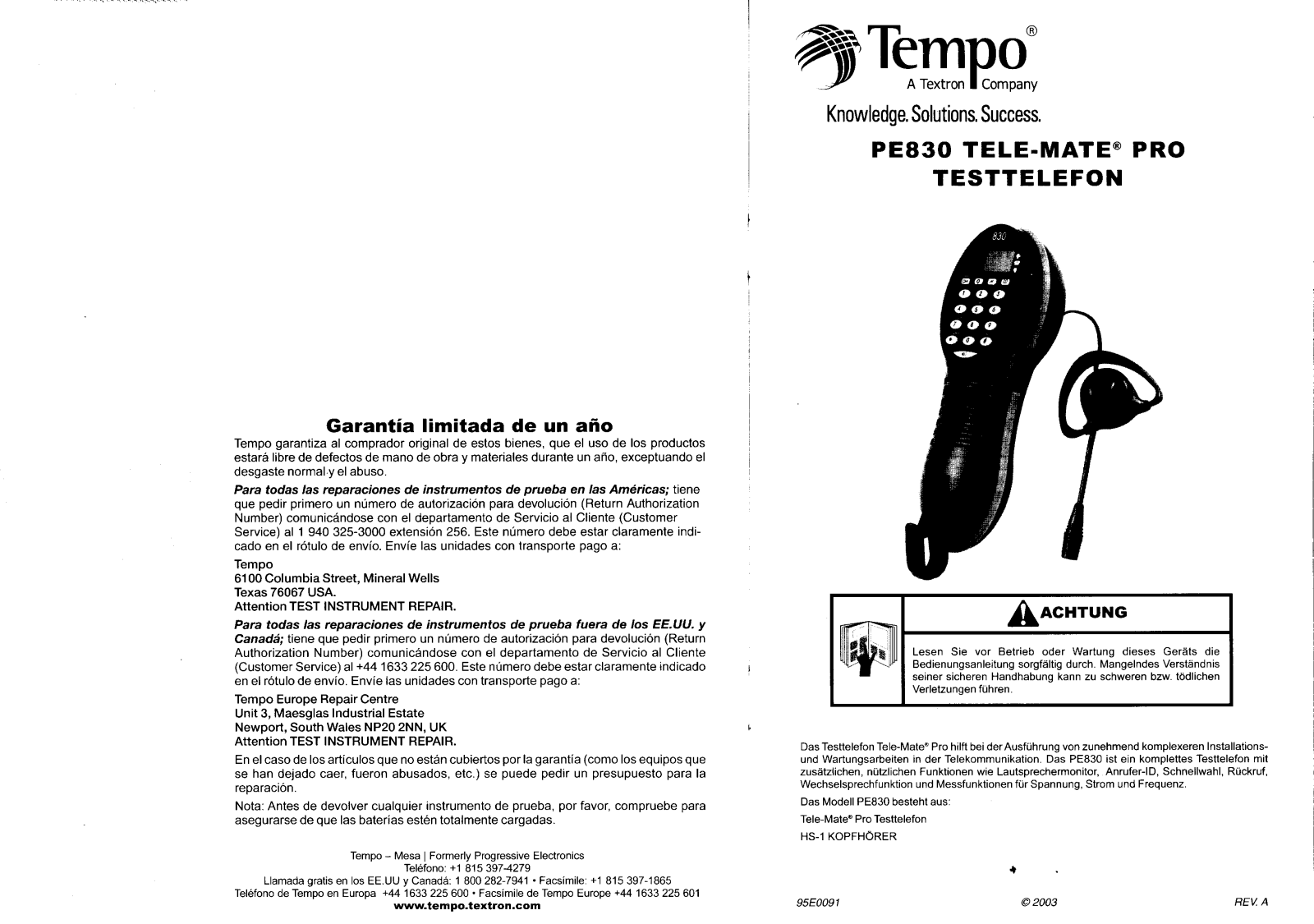 Greenlee Tele-Mate PE 830 User guide