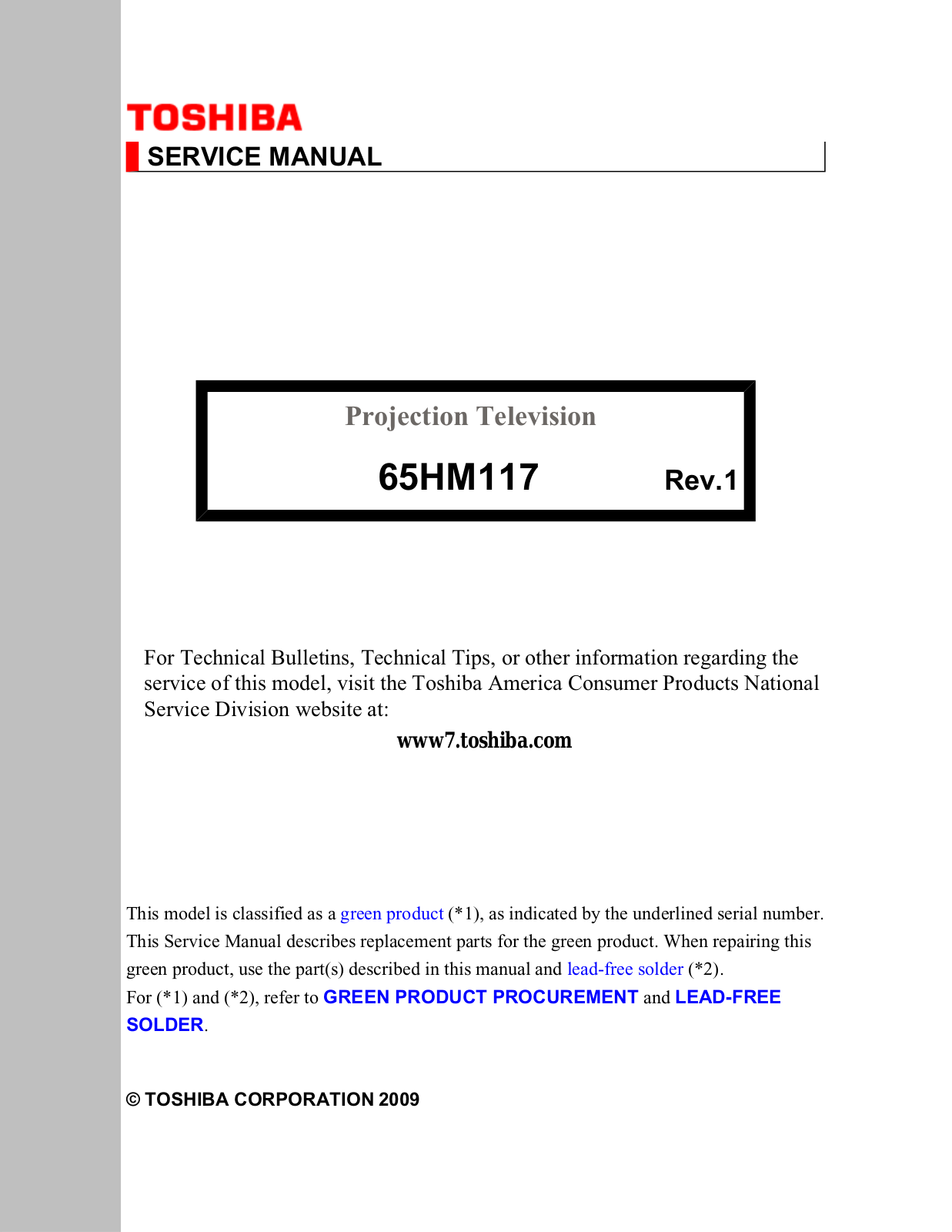 Toshiba 65HM117 Schematic