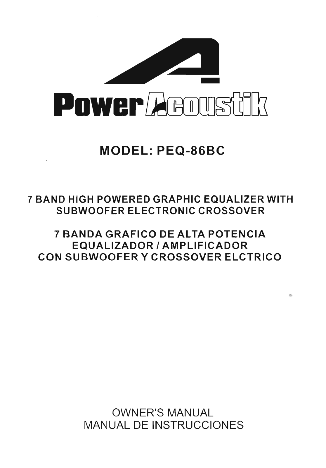 Power Acoustik PEQ-86BC User Manual