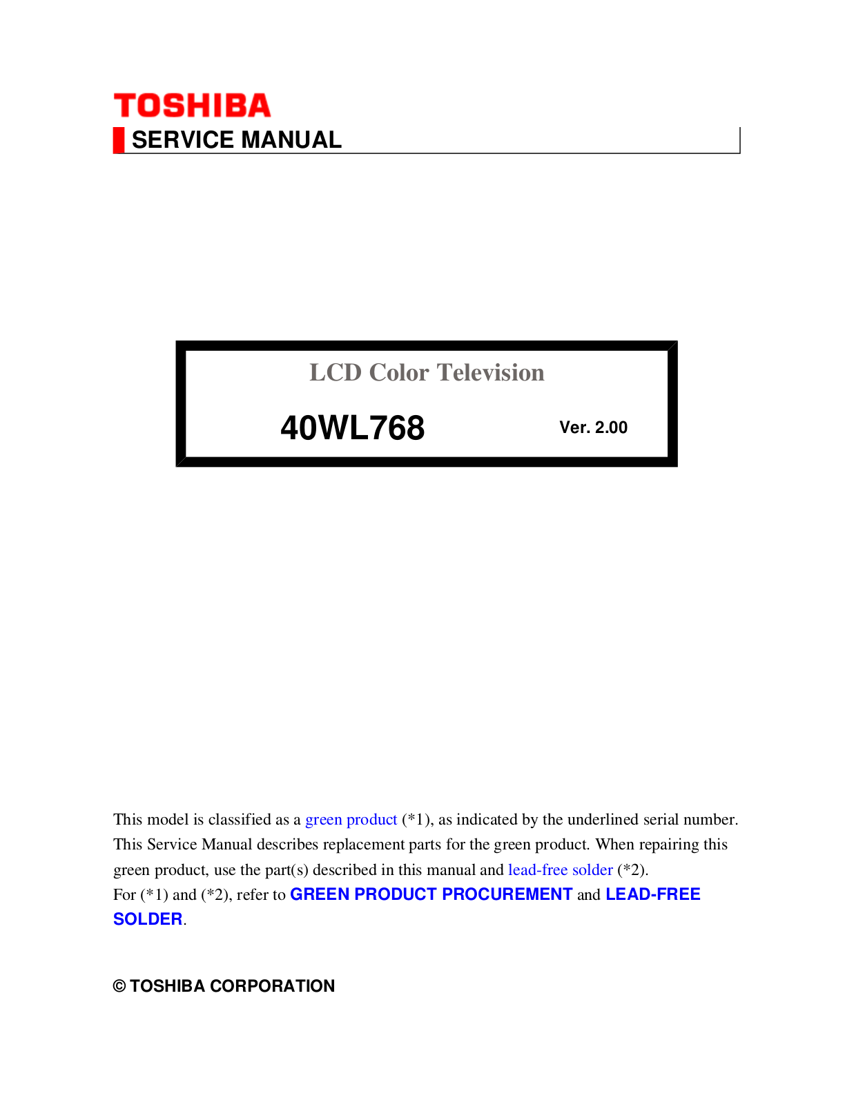 Toshiba 40WL768 Schematic