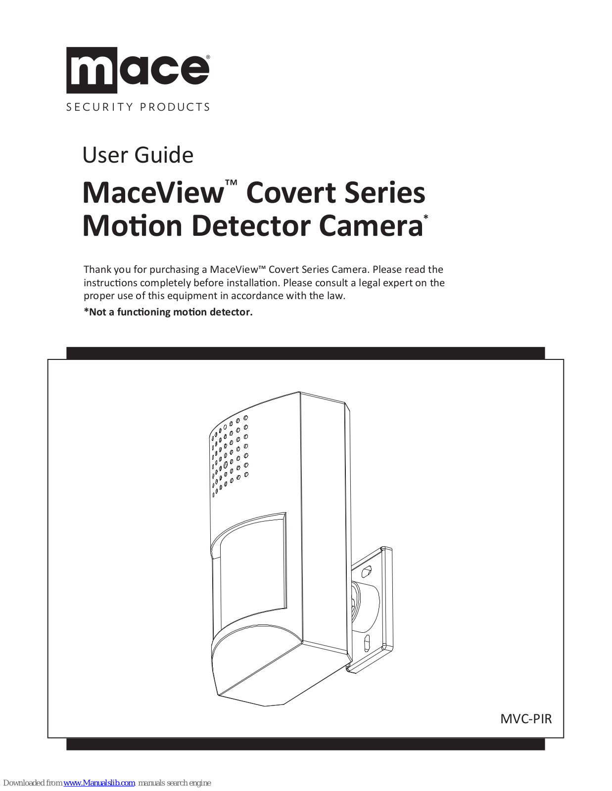 Mace MaceView Covert, MVC-DM-4, MVC-PIR User Manual