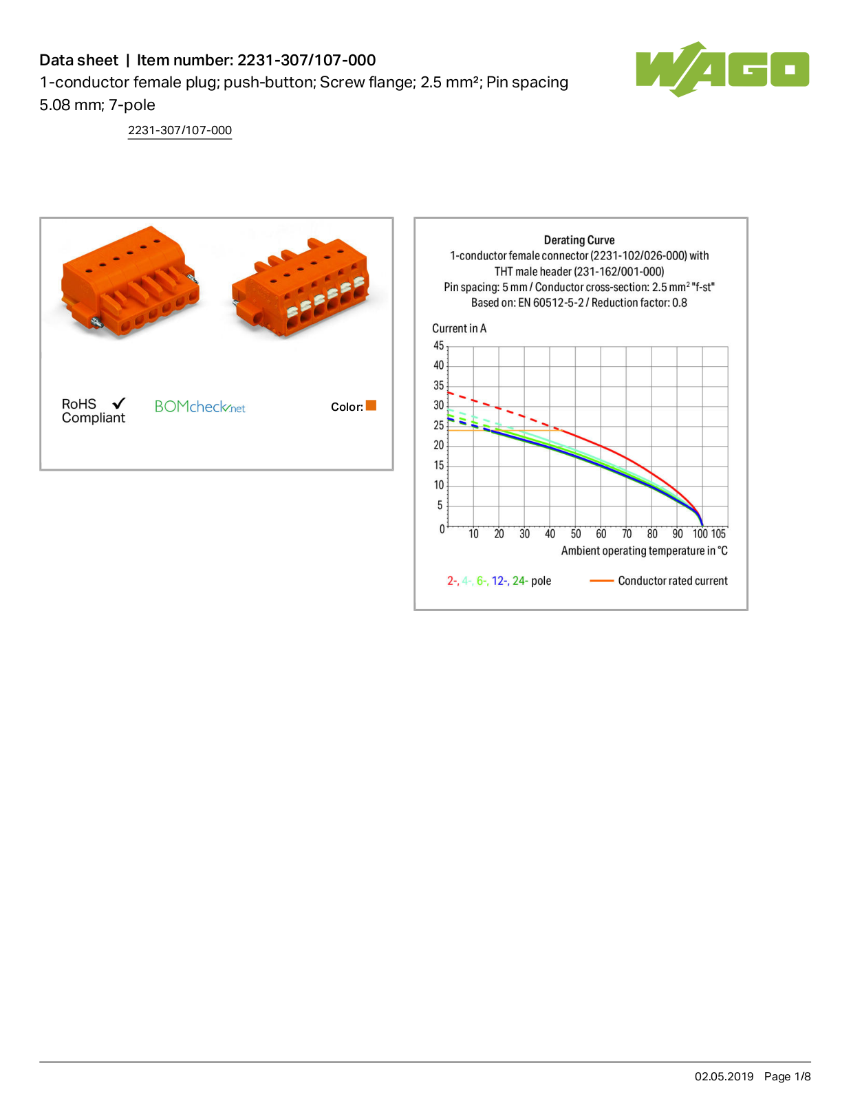 Wago 2231-307/107-000 Data Sheet