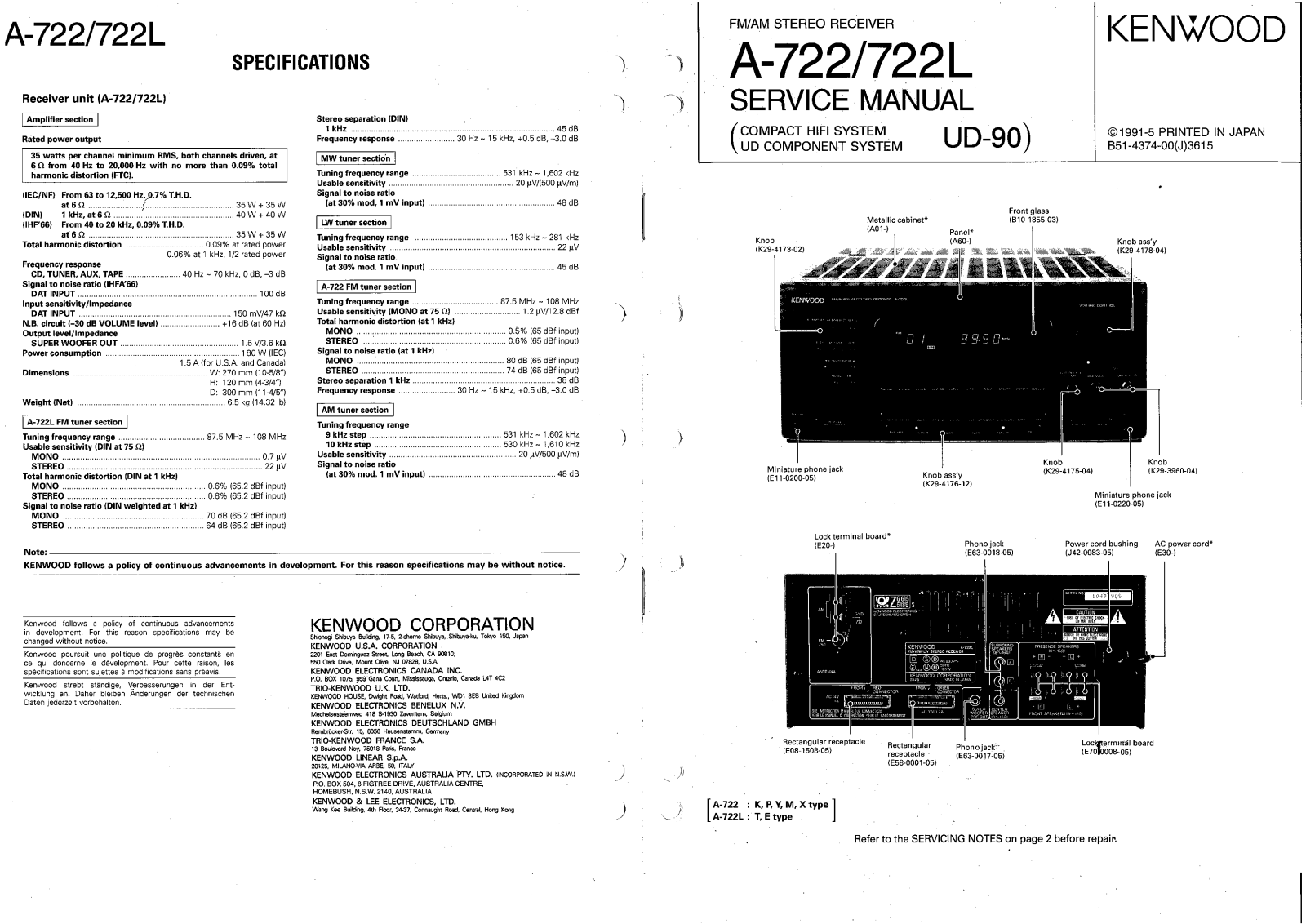 Kenwood A722, A722L Service Manual