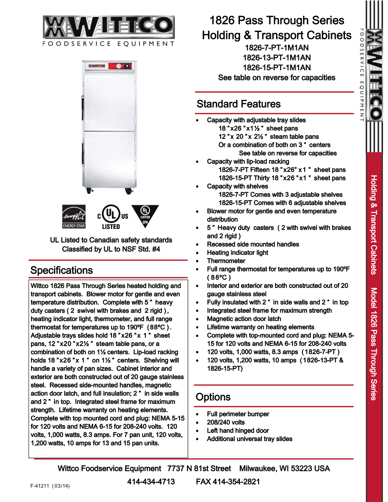 Wittco 1826-13-PT-1M1AN User Manual