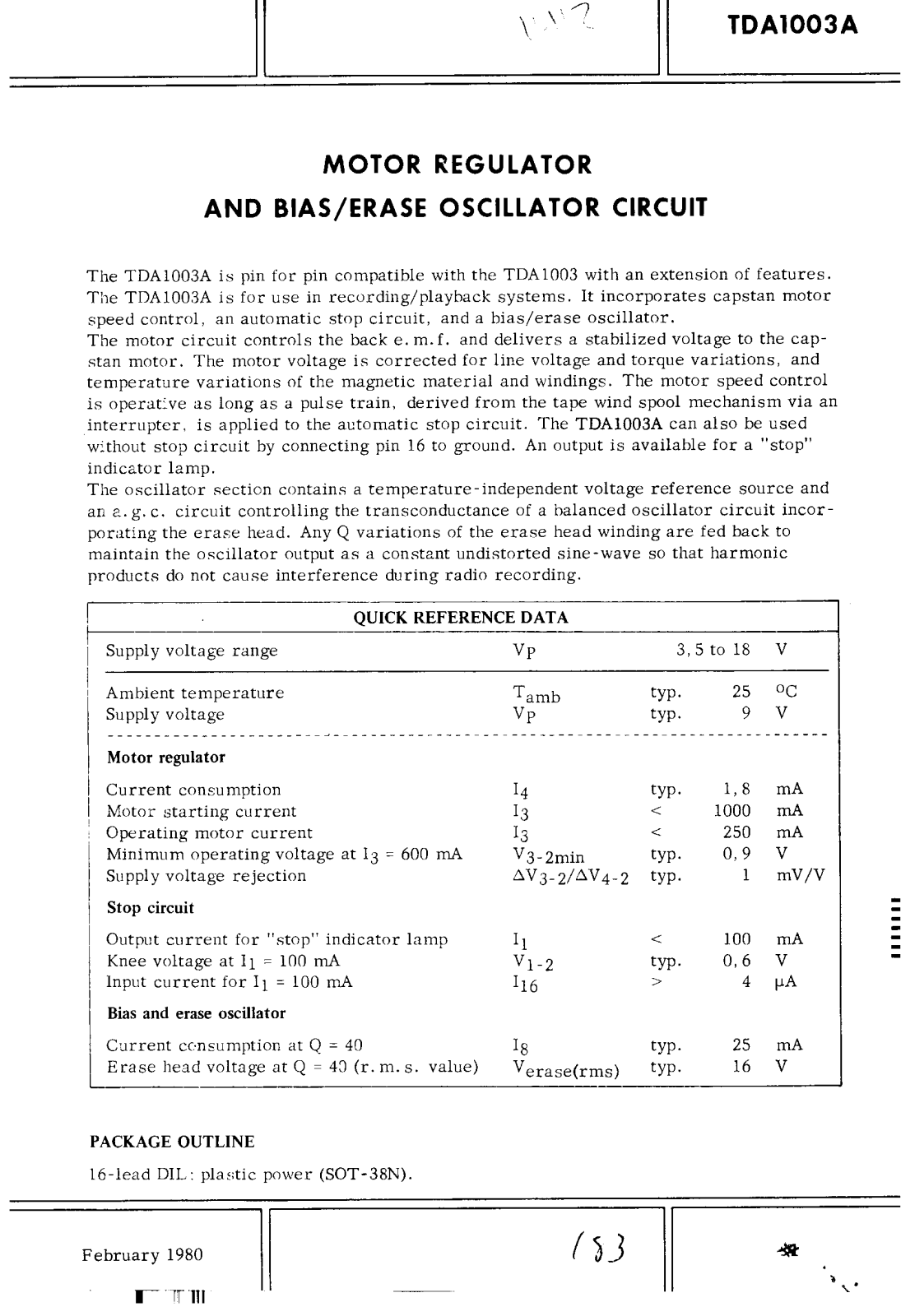 Datasheet TDA1003A Specification - ManualMachine.com