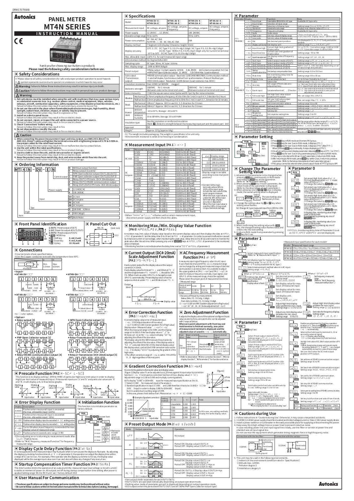 Autonics MT4N SERIES Instruction Manual