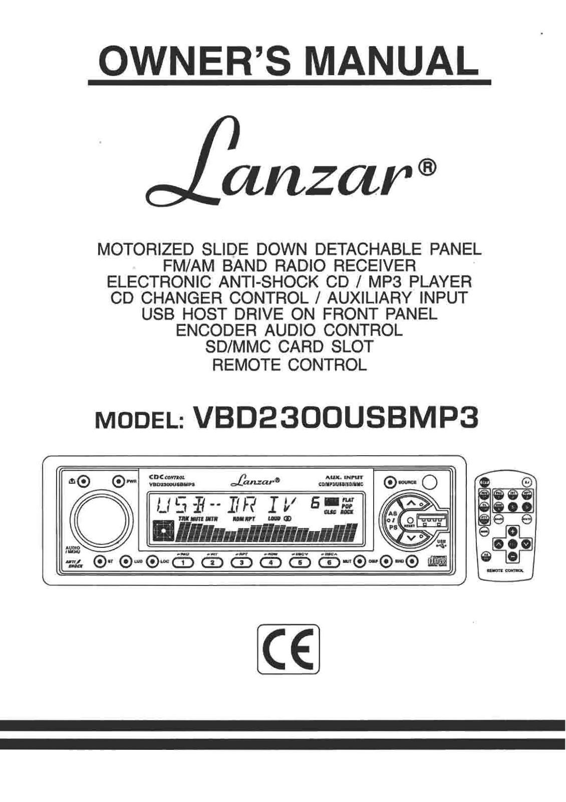 Lanzar VBD2300USBMP3 Owners Manual