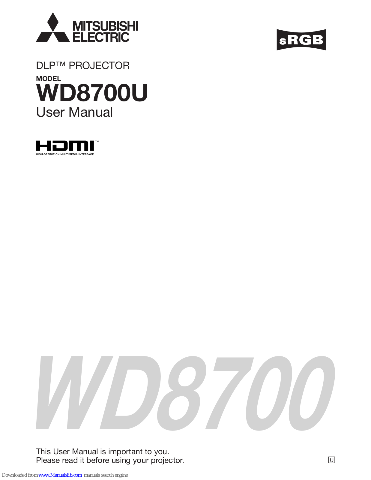 Mitsubishi Electric DLP WD8700U, DLP XD8600U, DLP UD8900U, DLP XD8500U, WD8700U User Manual