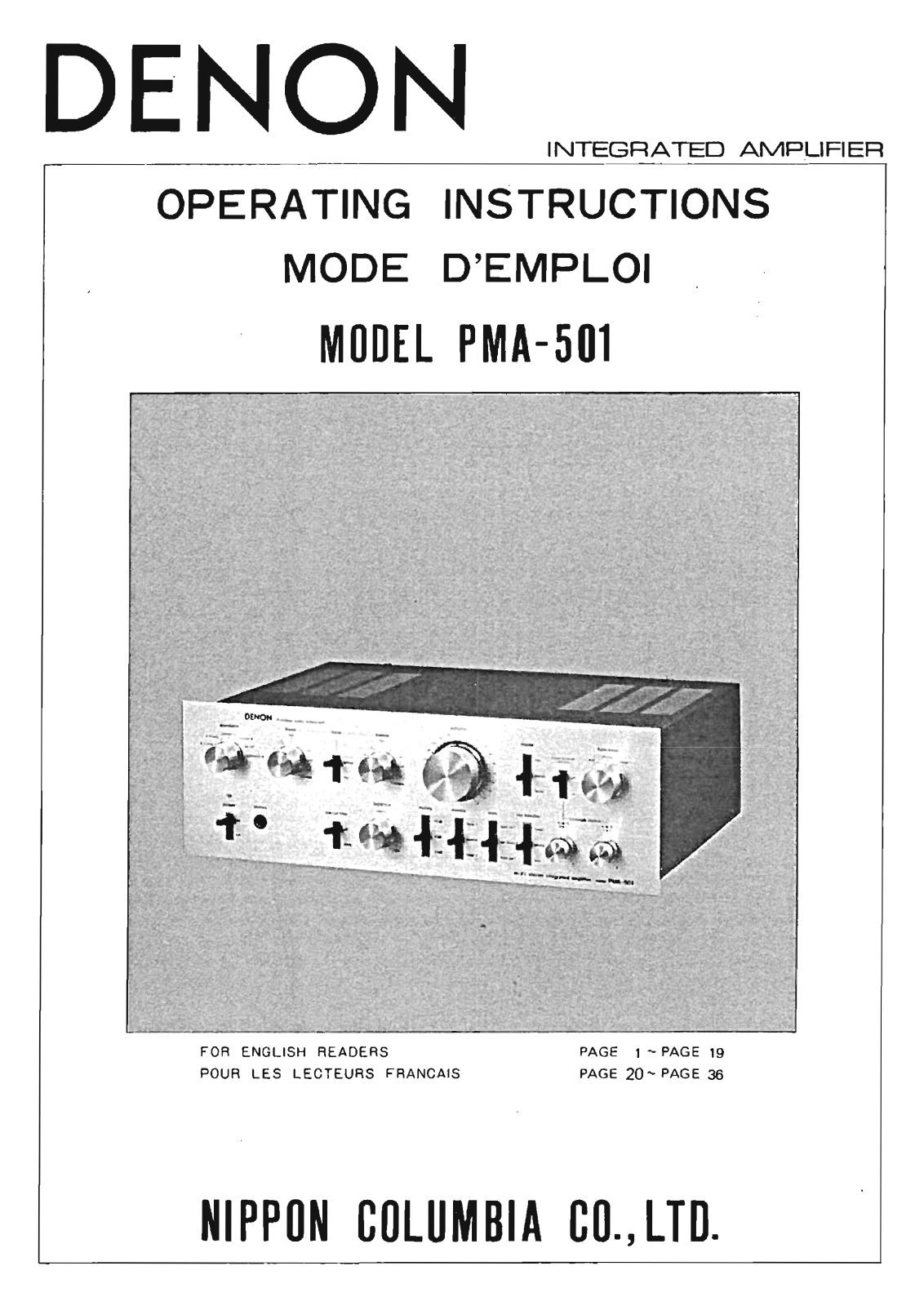 Denon PMA-501 Owners Manual