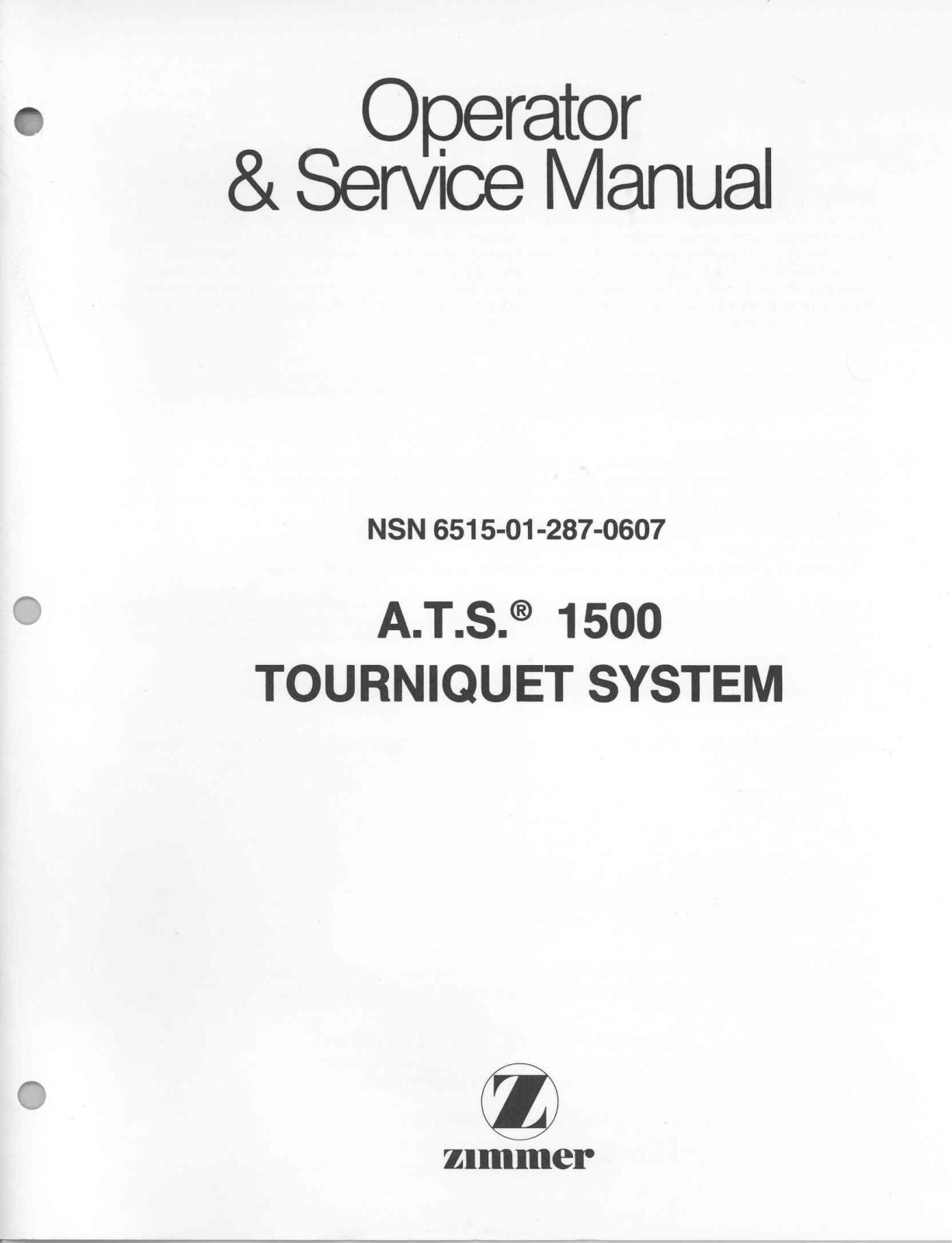 Zimmer A.T.S. 1500 User manual