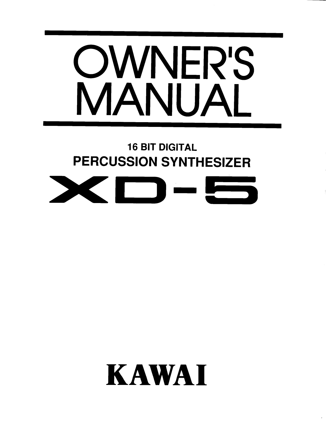 Kawai XD-5 User Manual