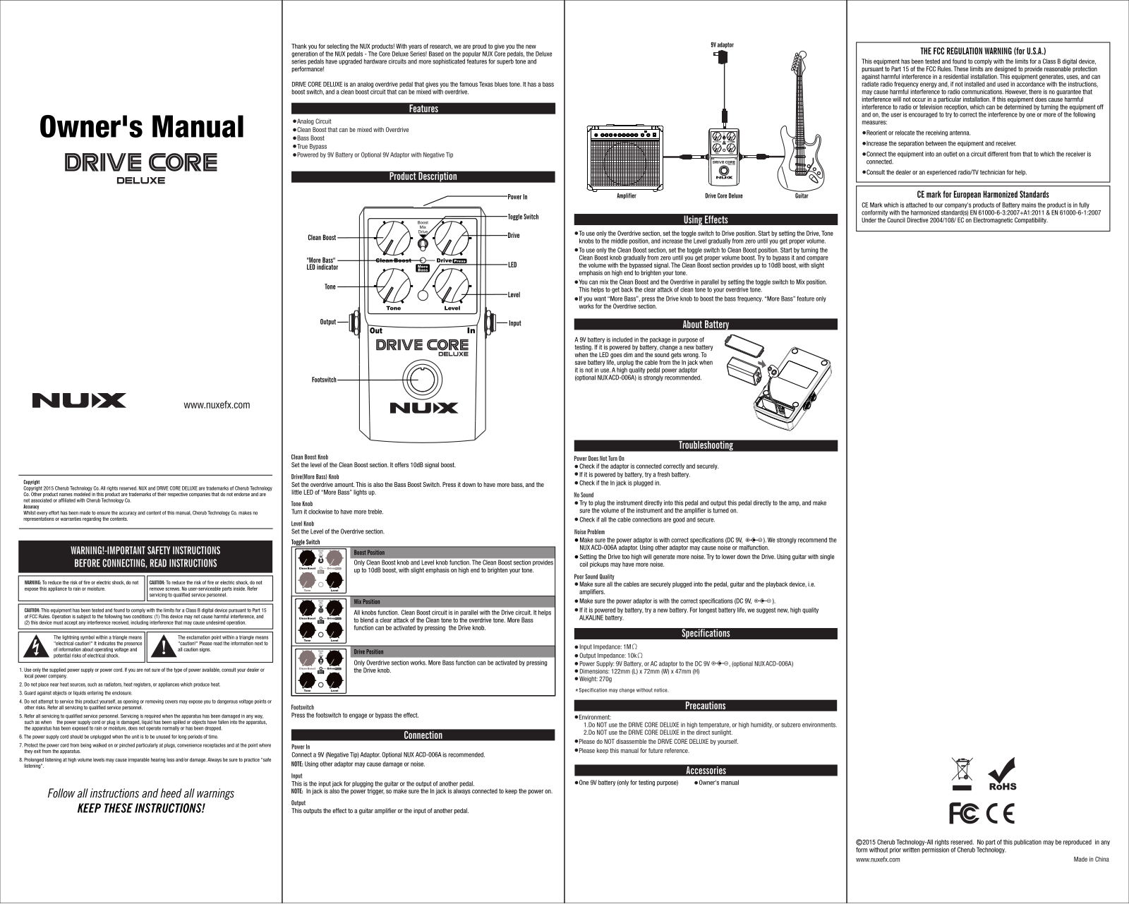 Nux Drive Core Deluxe Owner`s Manual