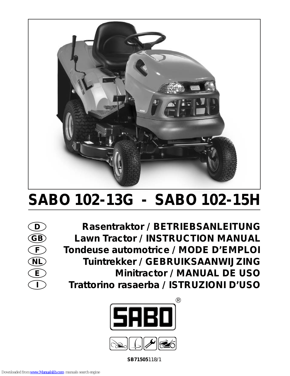 Sabo 102-13G, 102-15H Instruction Manual