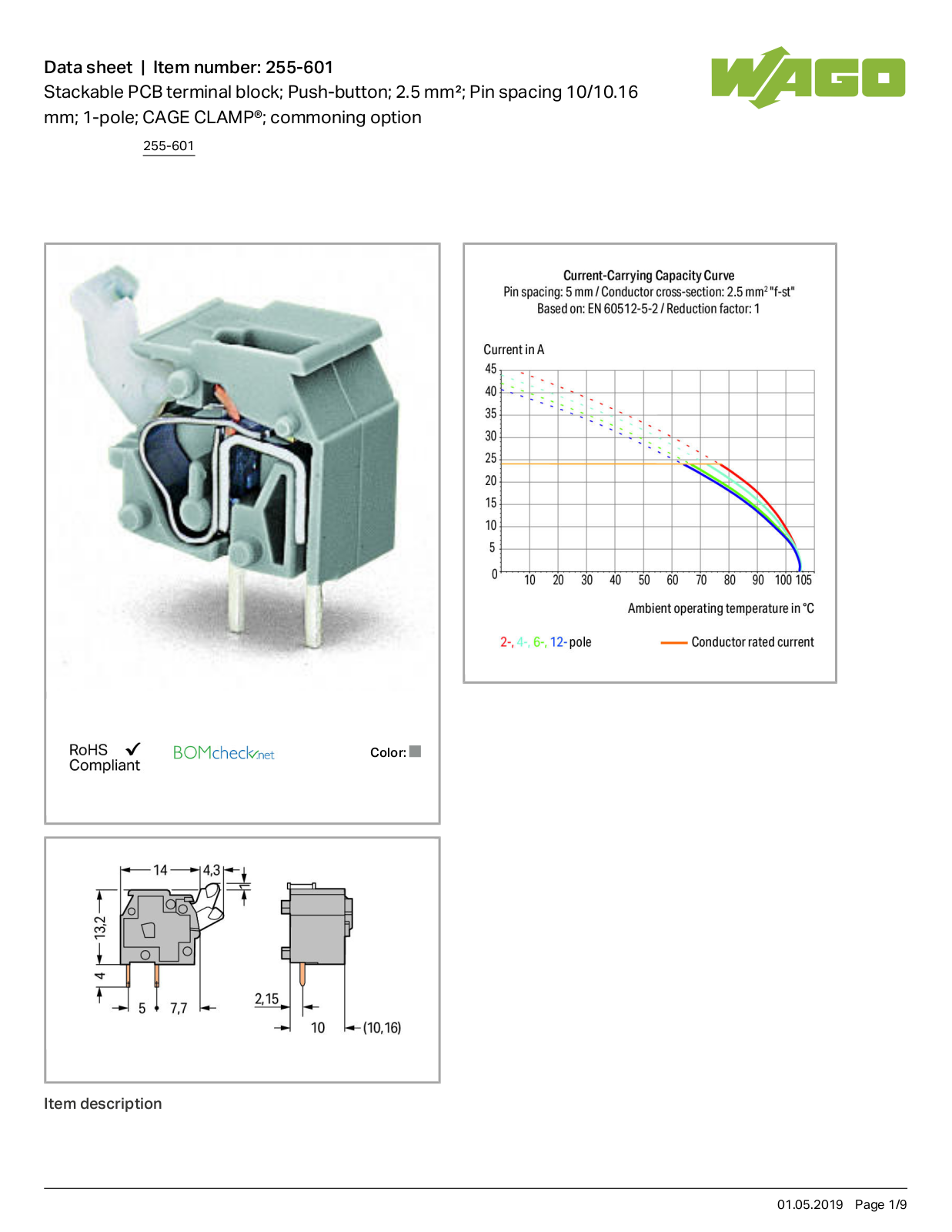 Wago 255-601 Data Sheet