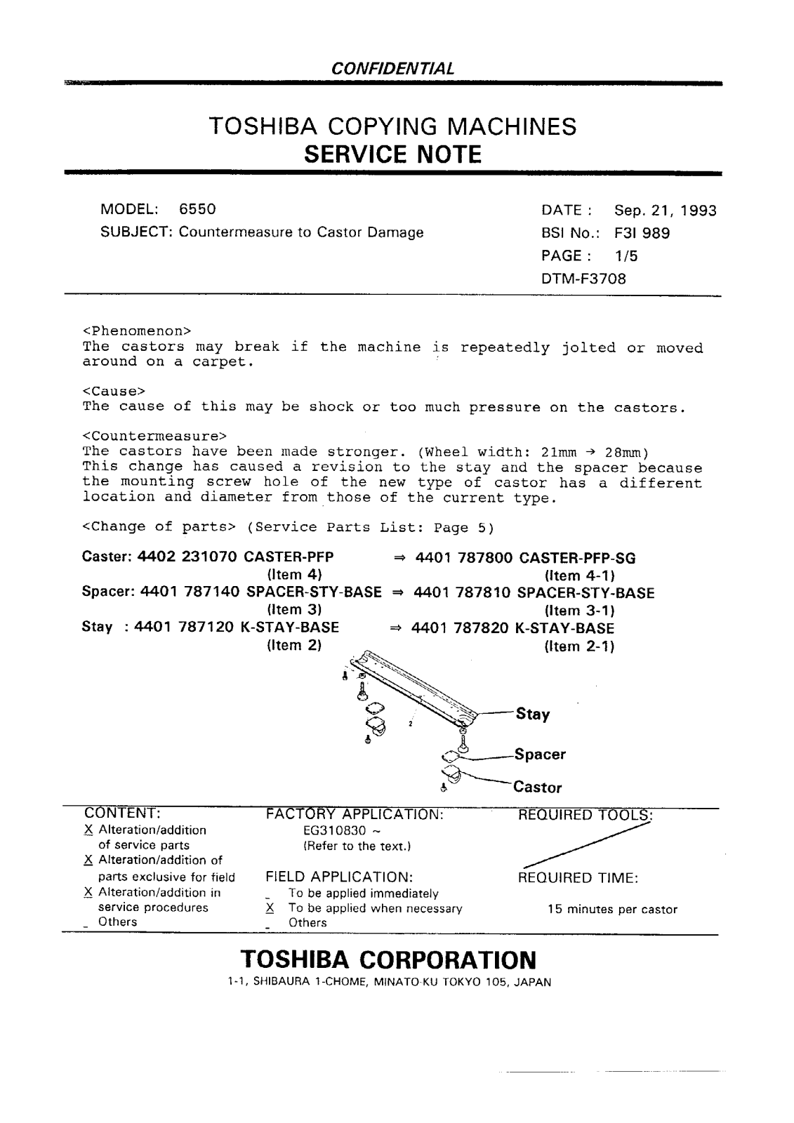 Toshiba f3i989 Service Note