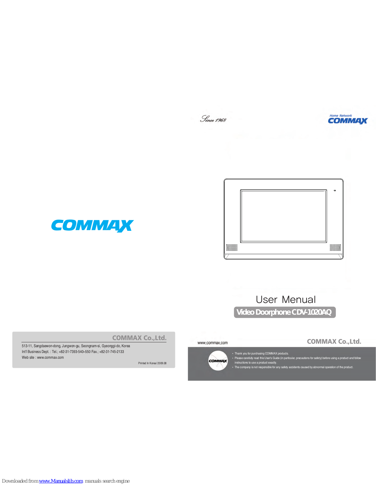 Commax CDV-1020AQ User Manual